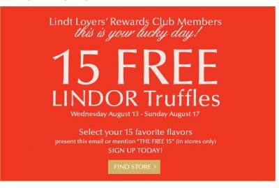 15 FREE LINDOR truffles