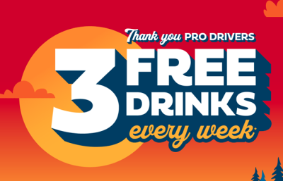 3 Free Drinks at Pilot Flying J for Pro Drivers