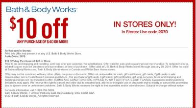 Bath and Body Works- $10 Off Any Purchase, $40 or More