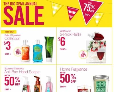Bath and Body Works Semi-Annual Sale- Up to 75% Off