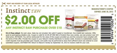Coupon - $2 off any Instinct Raw