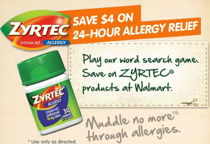 Coupon, $4 off on Zyrtec at Walmart