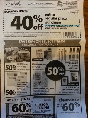 Coupon - 40% off all items at Michaels