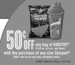 Coupon, 50c off on Doritos at 7-Eleven