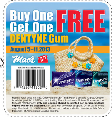 Coupon - BOGO Dentyne Gum at Mac's