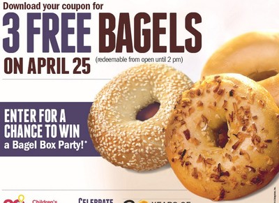 Coupon - Free Bagel at Bruegger's Bagels