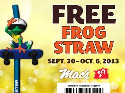 Coupon - Free Frog Straw at Mac's