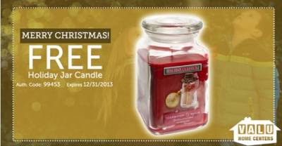 Coupon - Free Holiday Jar Candle at Valu Home Centers