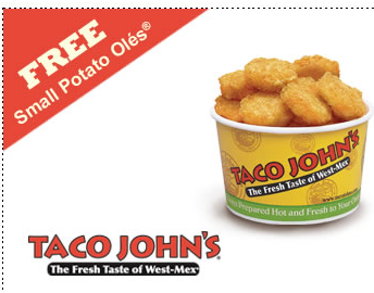 Coupon, Free Potato Oles at Taco Johns, Purchase Required