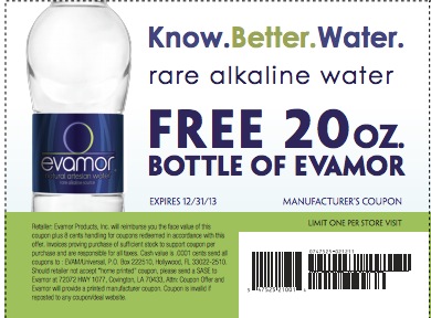 Coupon - Free Sample of Evamor Alkaline Water