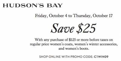 Coupon - Save $25 at The Bay