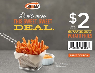 Coupon - Sweet Potato Fries at A&W for only $2