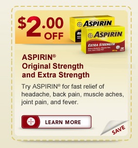 Coupons - Save $2 on Aspirin Products