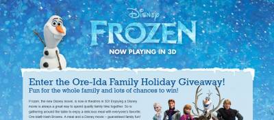 Enter the Ore-Ida Family Giveaway-(Disney's Frozen Movie Promo)