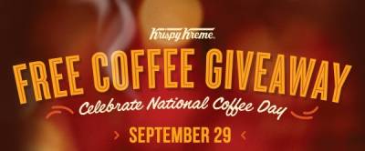 FREE 12oz cup of hot coffee at participating Krispy Kreme locations