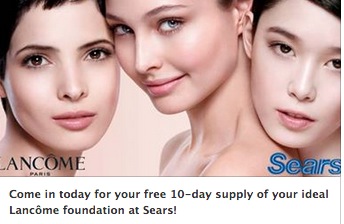 Free 10 day supply of Ideal Lancome Foundation at Sears