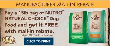 Free 15lb Bag of Nutro Dog Food With Mail-In Rebate