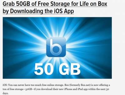 Free 50GB of Storage for Life on Box -By Downloading the iOS App