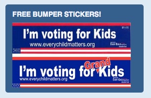 Free Bumper Stickers - I'm Voting For Kids