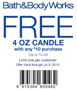 Free Candle at Bath and Body Works