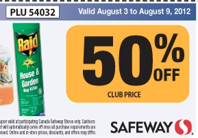 Safeway Coupon, 50% off Raid