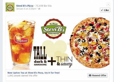 Stevie B's Pizza- Free Lipton Iced Tea