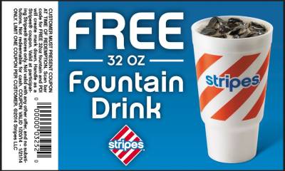 Stripes Stores: Free 32 Ounce Fountain Drink Coupon