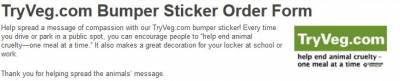 TryVeg.com Free Bumper Sticker