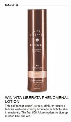 From Allure: Win Vita Liberata pHenomenal Lotion Monday, March 3, 2014