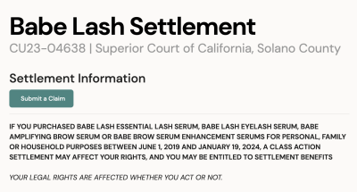 Babe Lash Settlement