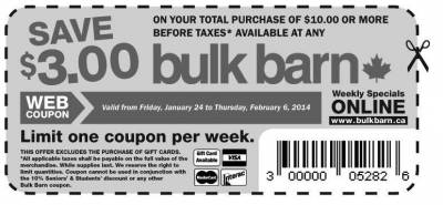 Bulk Barn, Canada: Coupon- Save $3 on Any Purchases of $10 or More