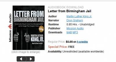 From ChristianAudio: Free Audio Book, Letter from Birmingham Jail, Martin Luther