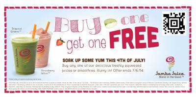 Coupon - BOGO Offer at Jamba Juice