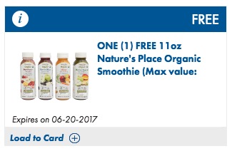Coupon - FREE 11oz Nature's Place Organic Smoothie at Food Lion