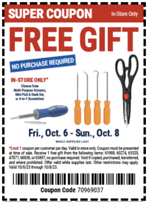 Coupon - Free Gift at Harbor Freight