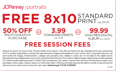 Coupon - Free Standard Print at JC Penny for Military 