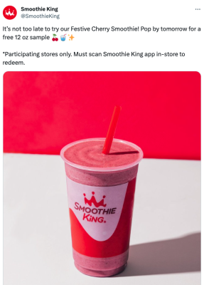 Free 12 oz Smoothie sample from Smoothie King