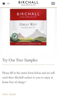 Free Birchall Tea Sample