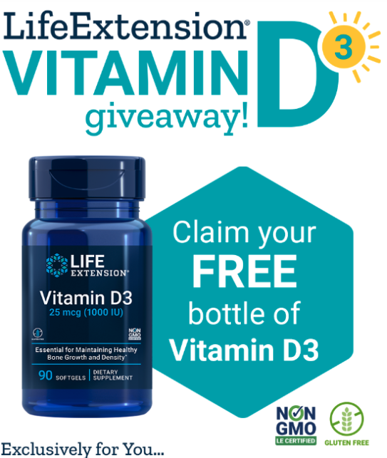 Free Bottle of Vitamin D3 from Life Extension