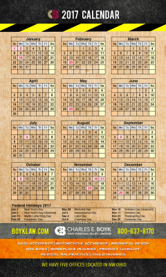 Request Free Boyk Law 2017 Calendar Magnet