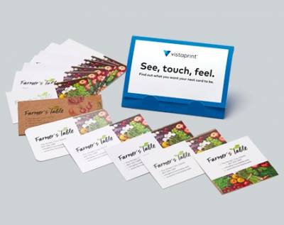 Free business card sample kit from Vista Print