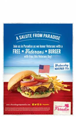 Cheeseburger in Paradise Meal For Vets