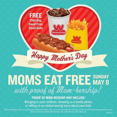 Mother's Day: Free Chili Dog Meal For Mom at Wienerschnitzel
