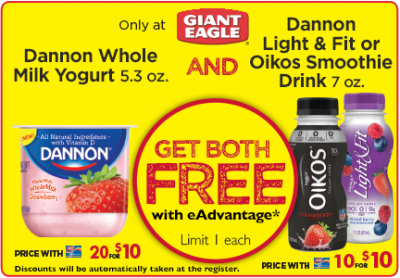 Load up: Free Dannon Yogurt and Smoothie Drink at Giant Eagle