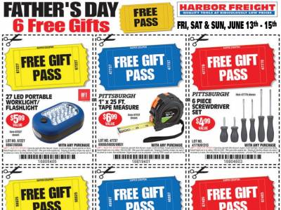 Free Gifts at Harbor Freights on Father's Day