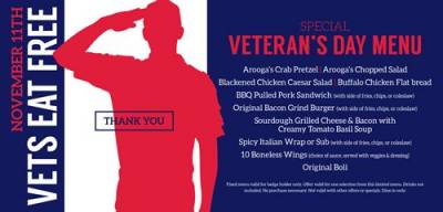 Free Meal For Military At Aroogas
