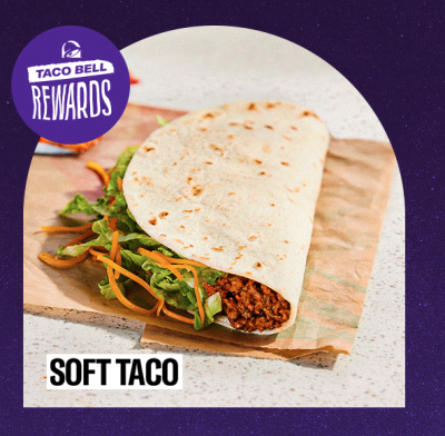 free NEW Cantina Chicken Crispy Taco, Beefy 5-Layer Burrito, or Soft Taco.