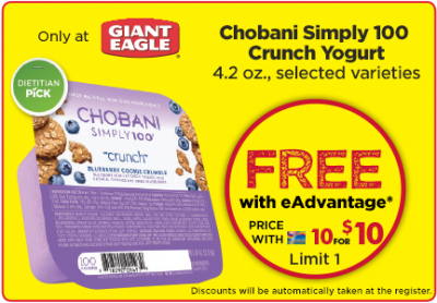 Load up: Free Sample Chobani Yogurt And Drink At Giant Eagle