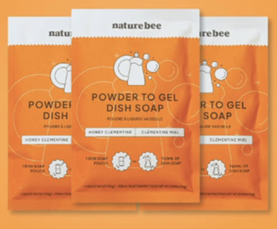 Free Sample of Nature Bee's Powder-to-Gel Kitchen Dish Soap!