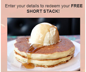 In Store: Free  Short Stack at The Pancake Parlour